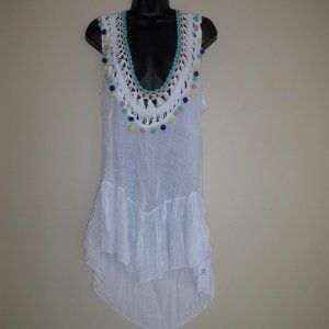 NEW Cupshe - Pom Pom White Gauze Swim Coverup